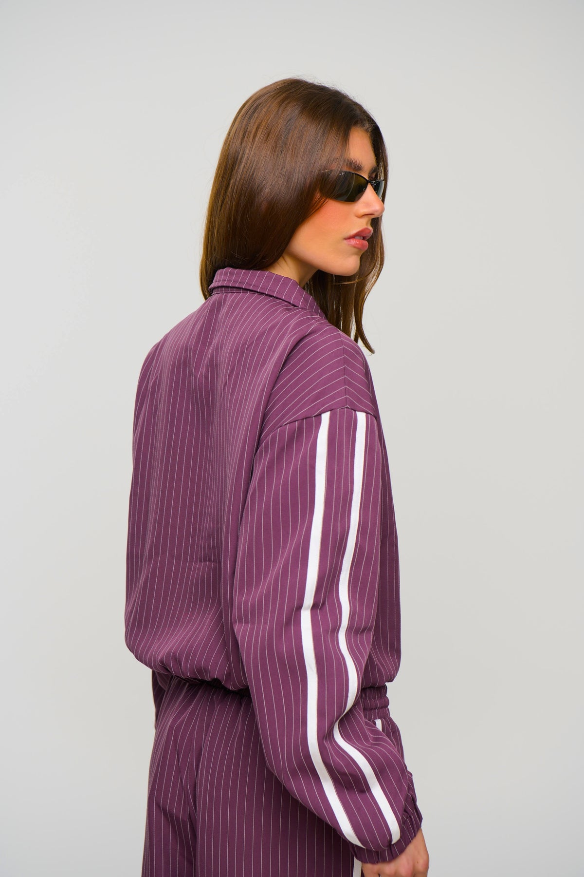 Ramona Pinstripe Bomber Wine