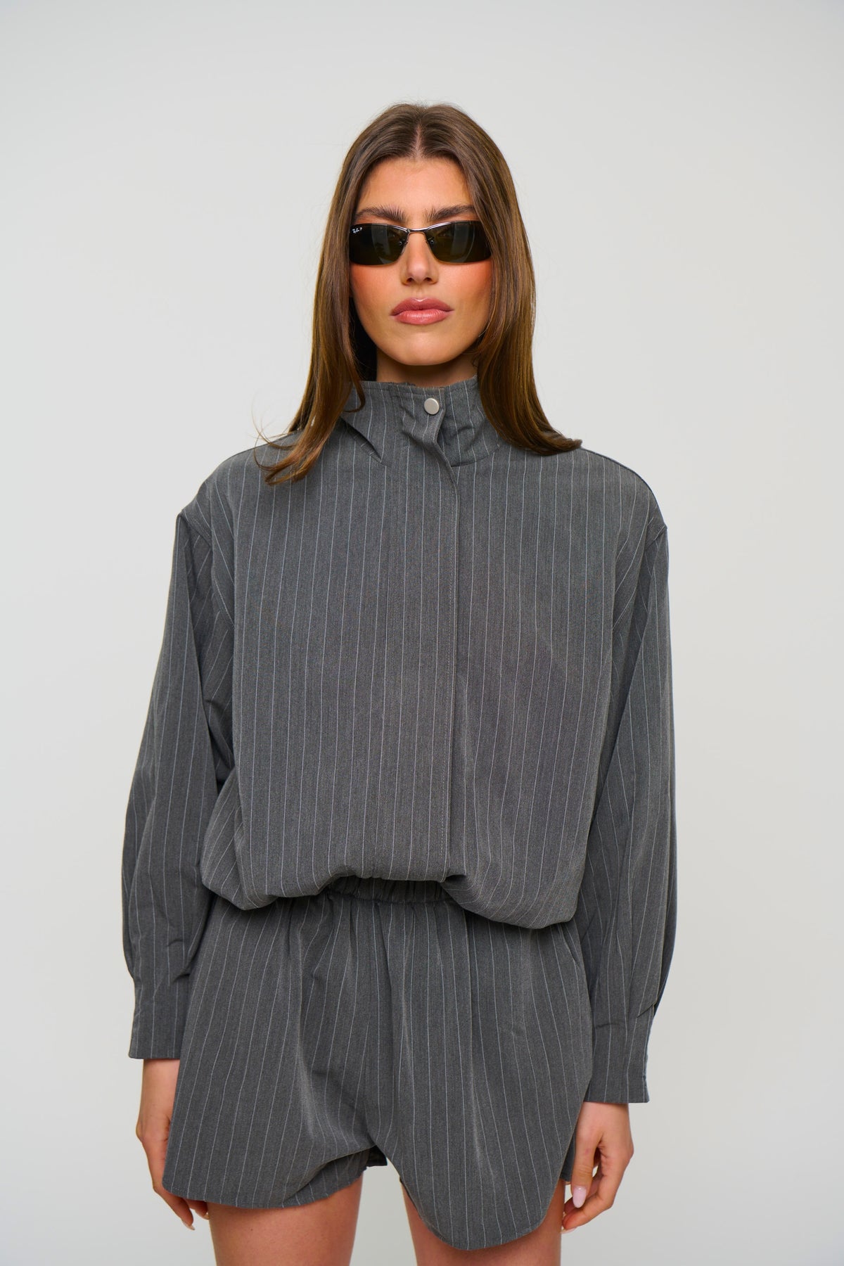 Lola Pinstripe Bomber Dark Grey