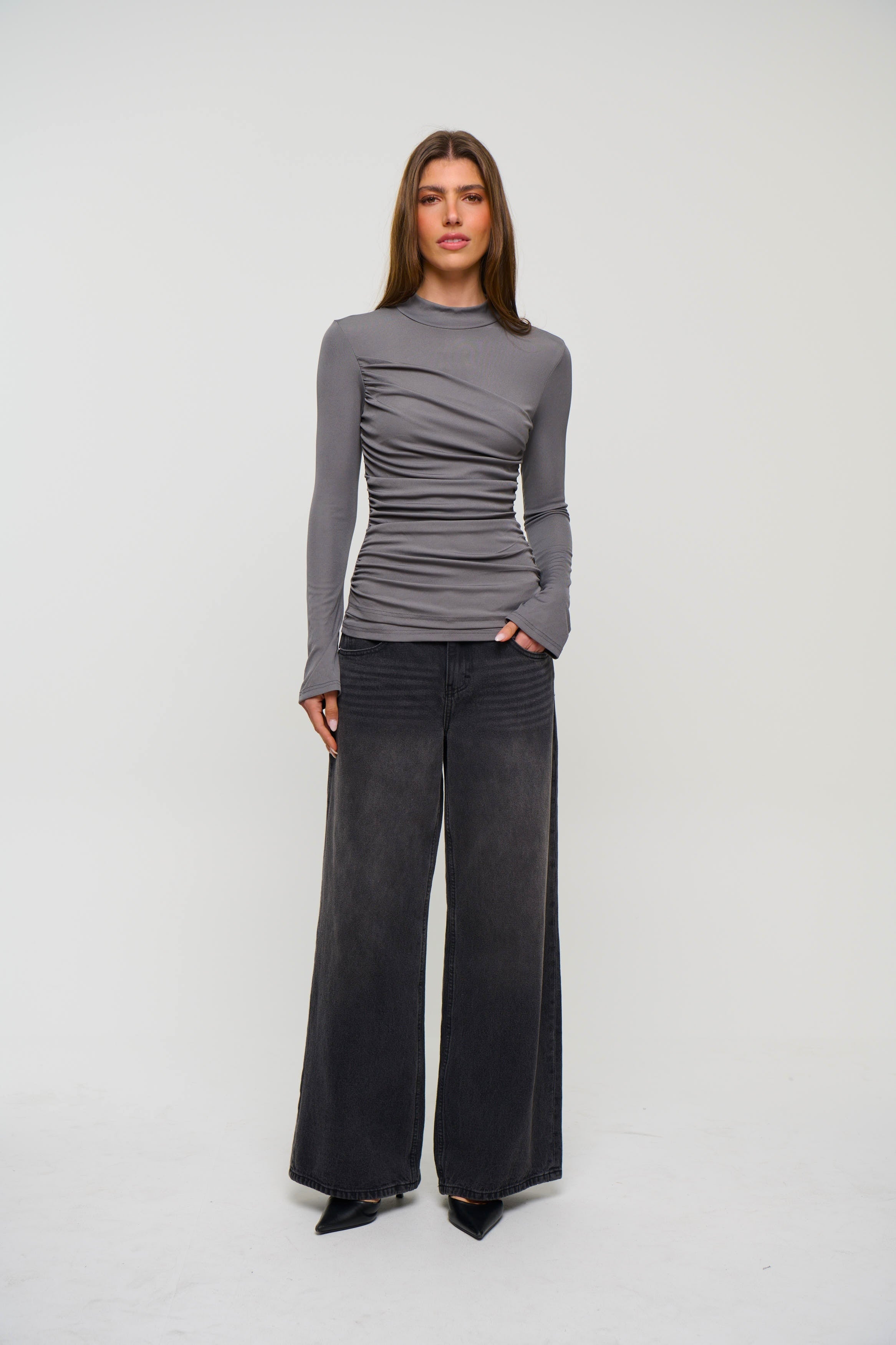 Andie Long Sleeve Charcoal