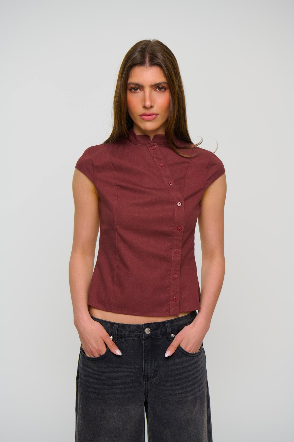 Renay Button Up Chocolate