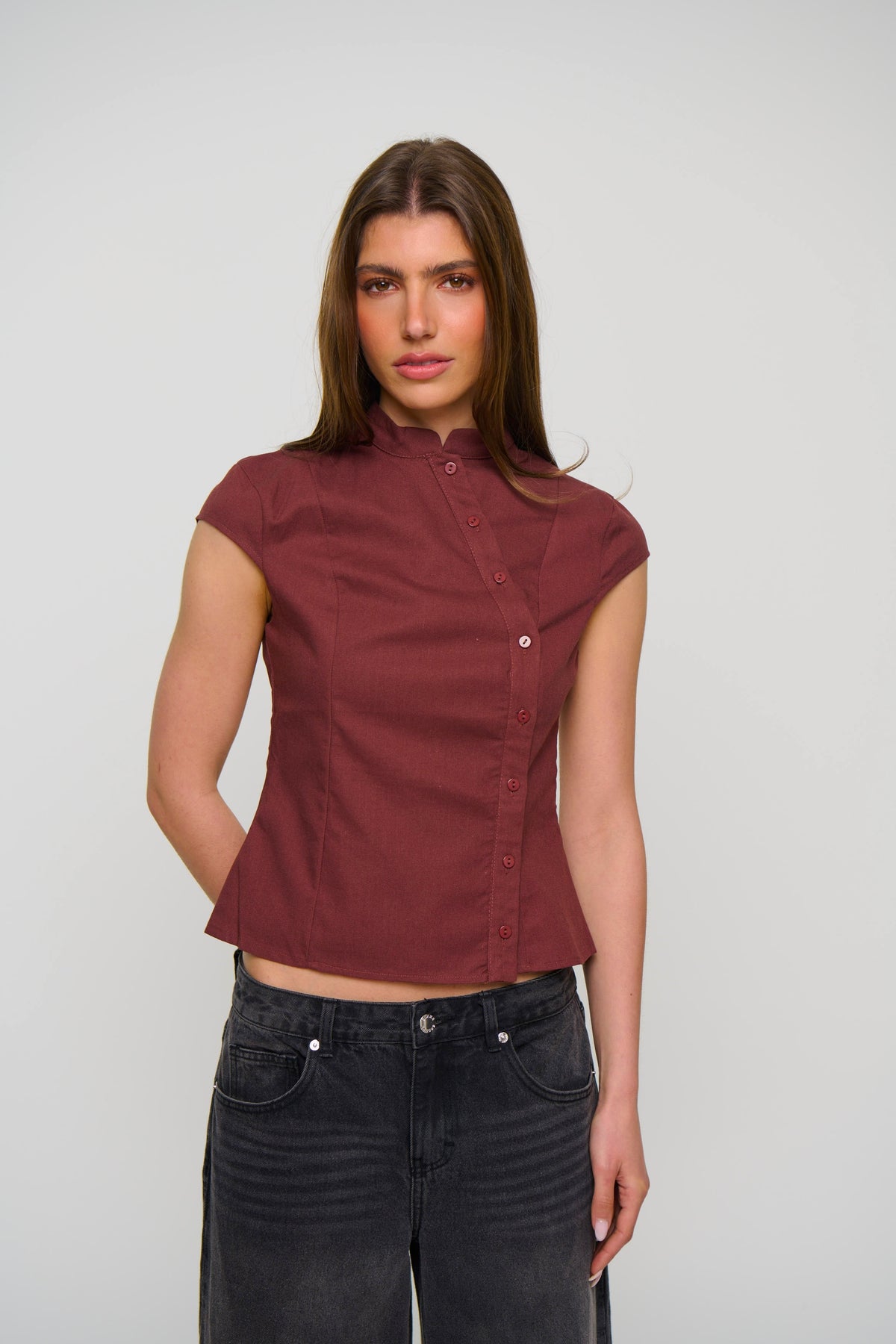 Renay Button Up Chocolate