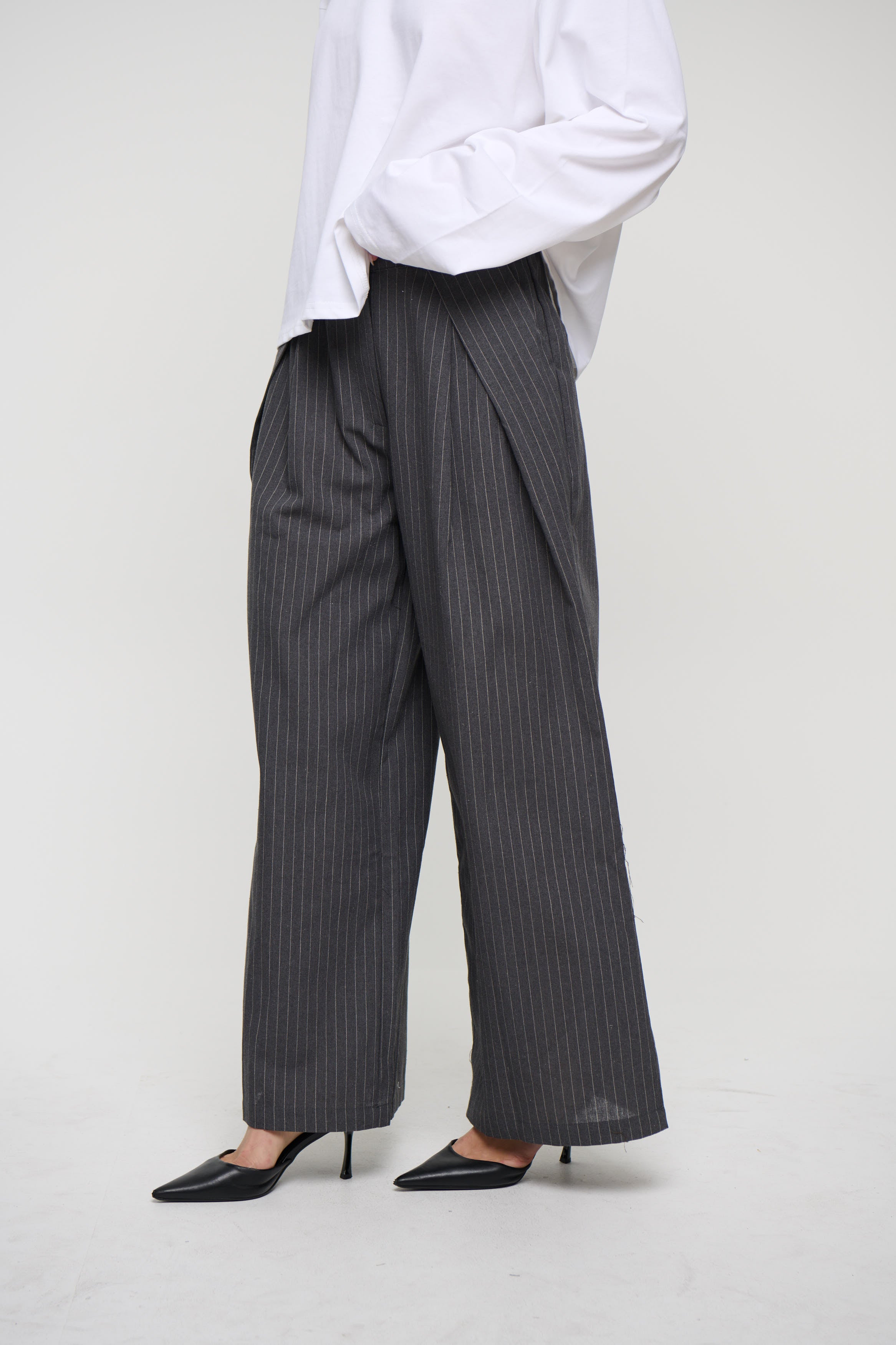 Josie Pinstripe Pant Charcoal