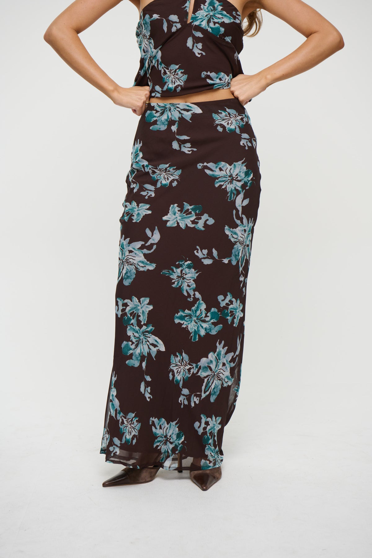 Chloe Floral Skirt Chocolate - FINAL SALE