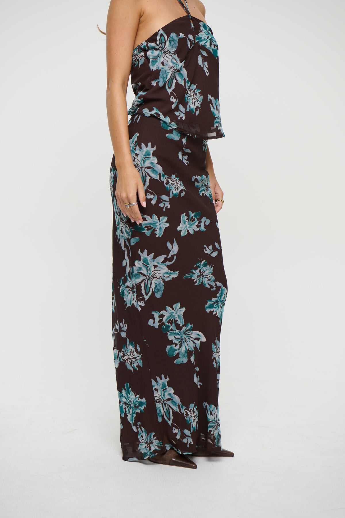 Chloe Floral Skirt Chocolate - FINAL SALE