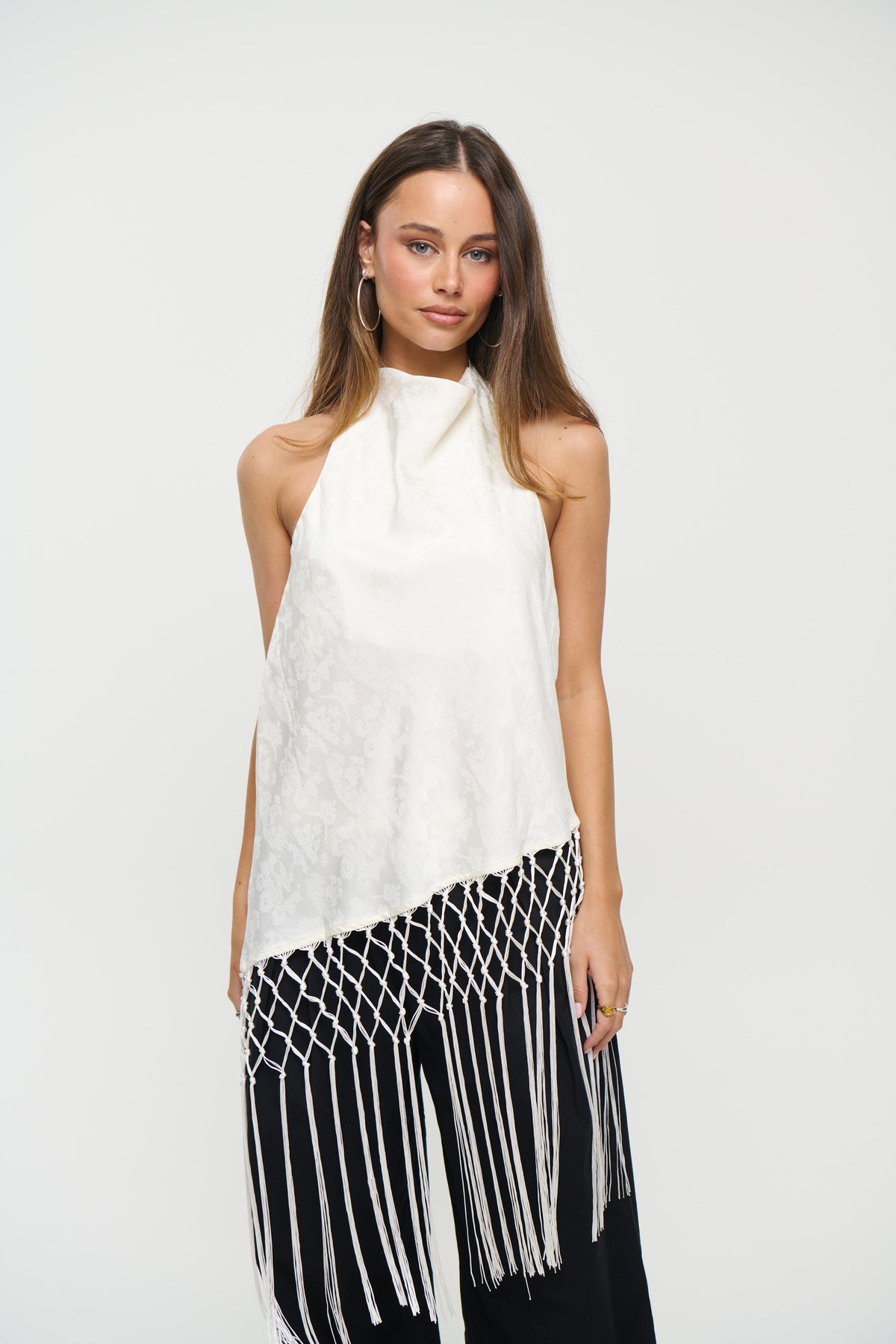 Yasmina Fringe Top Ivory
