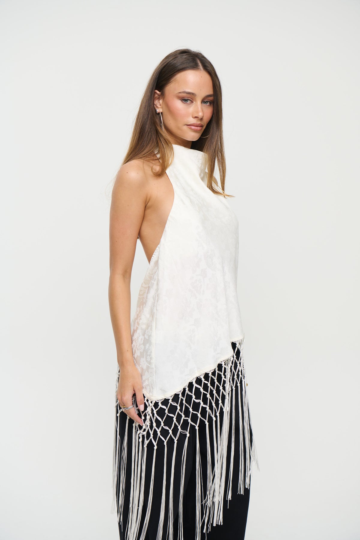Yasmina Fringe Top Ivory