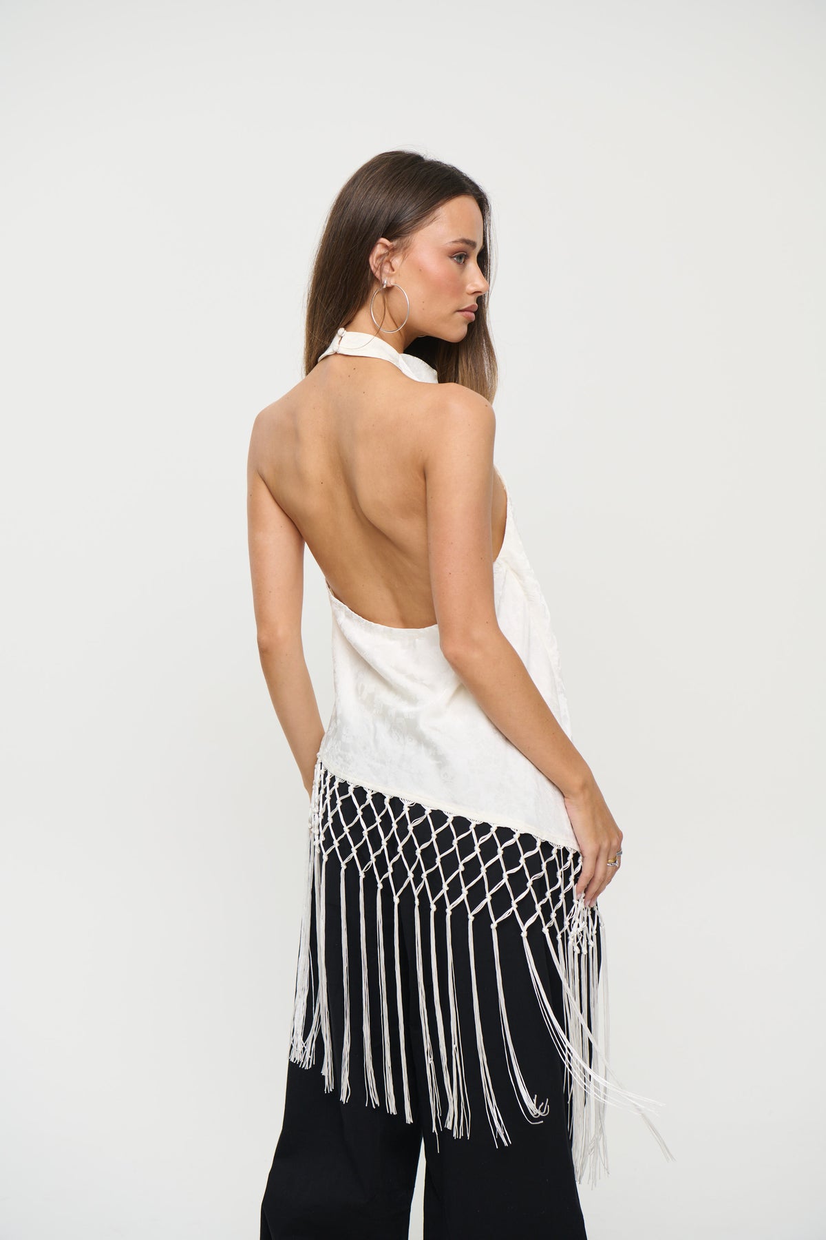 Yasmina Fringe Top Ivory