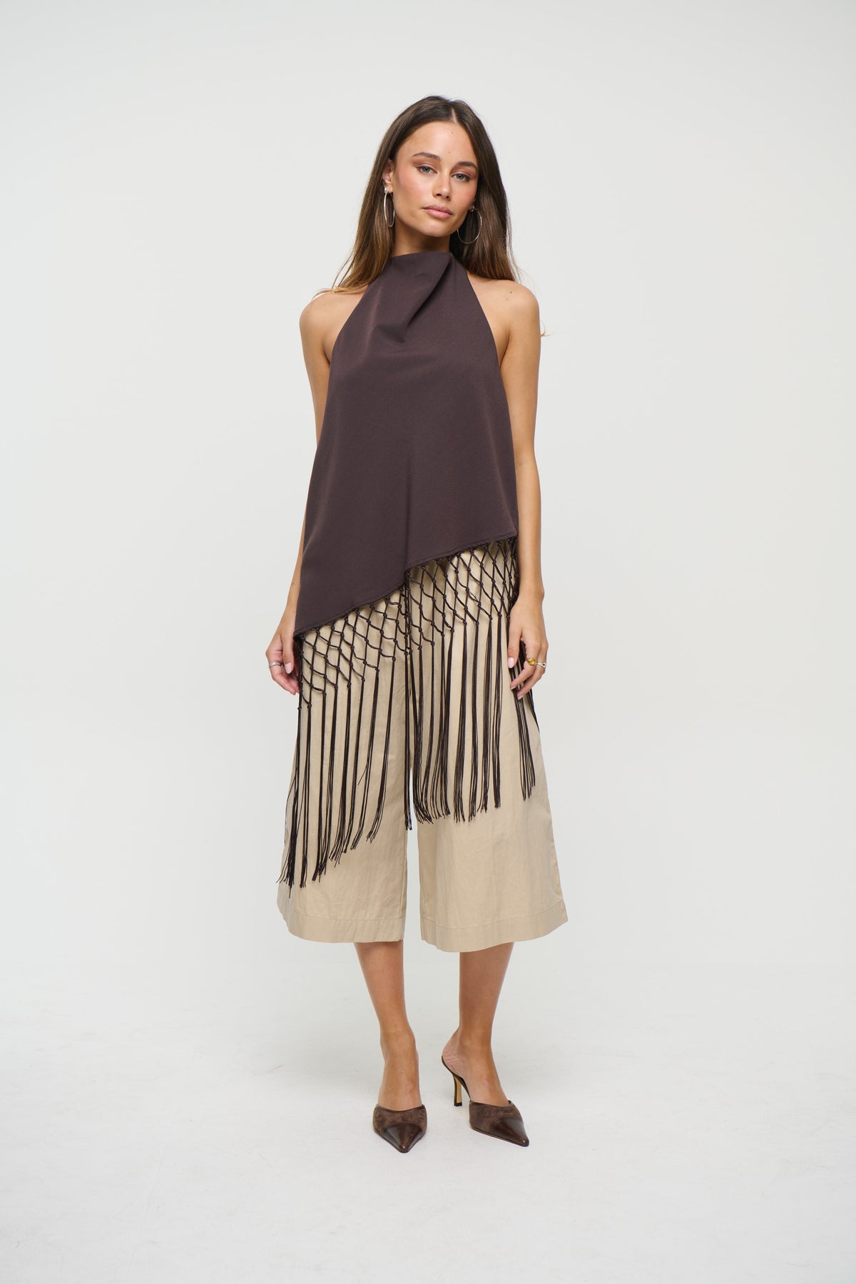 Alicia Fringe Top Chocolate