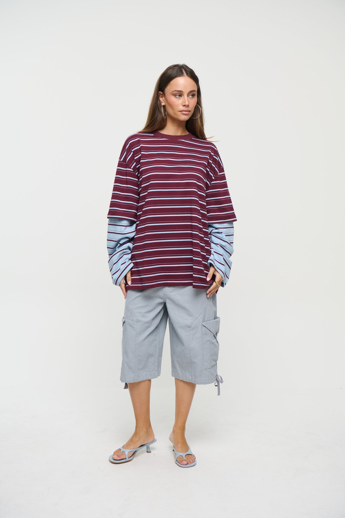 Bottega Shirt Burgundy Sky Stripe