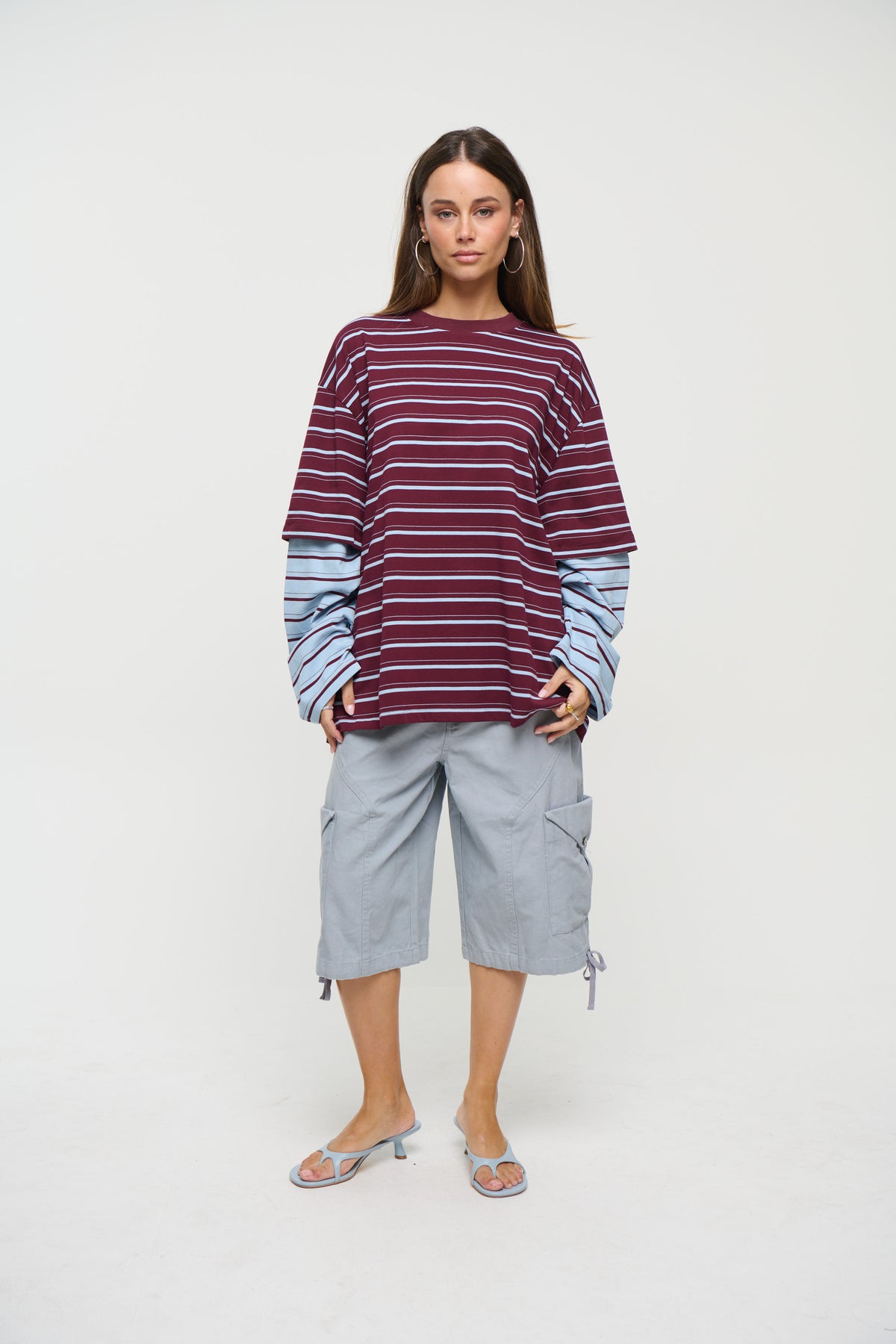 Bottega Shirt Burgundy Sky Stripe