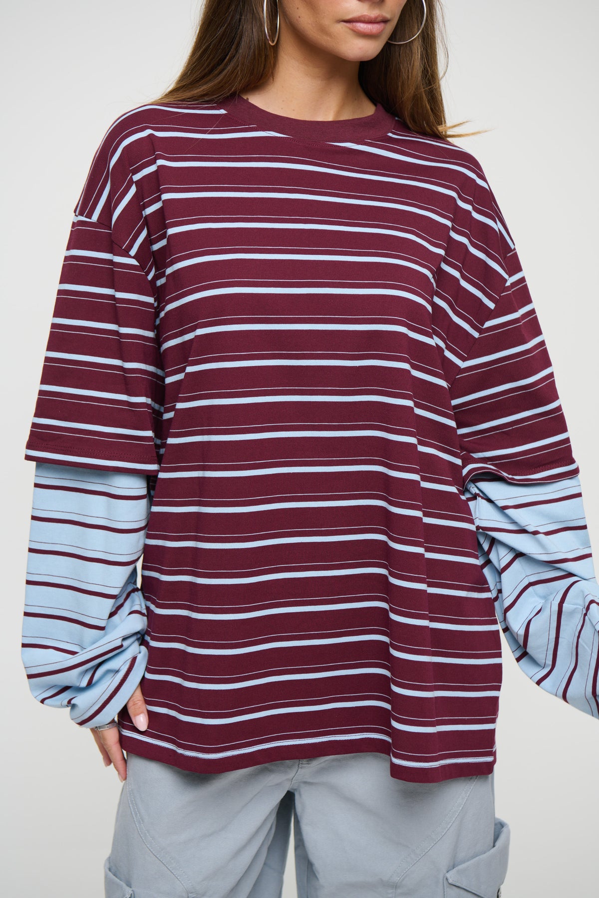 Bottega Shirt Burgundy Sky Stripe