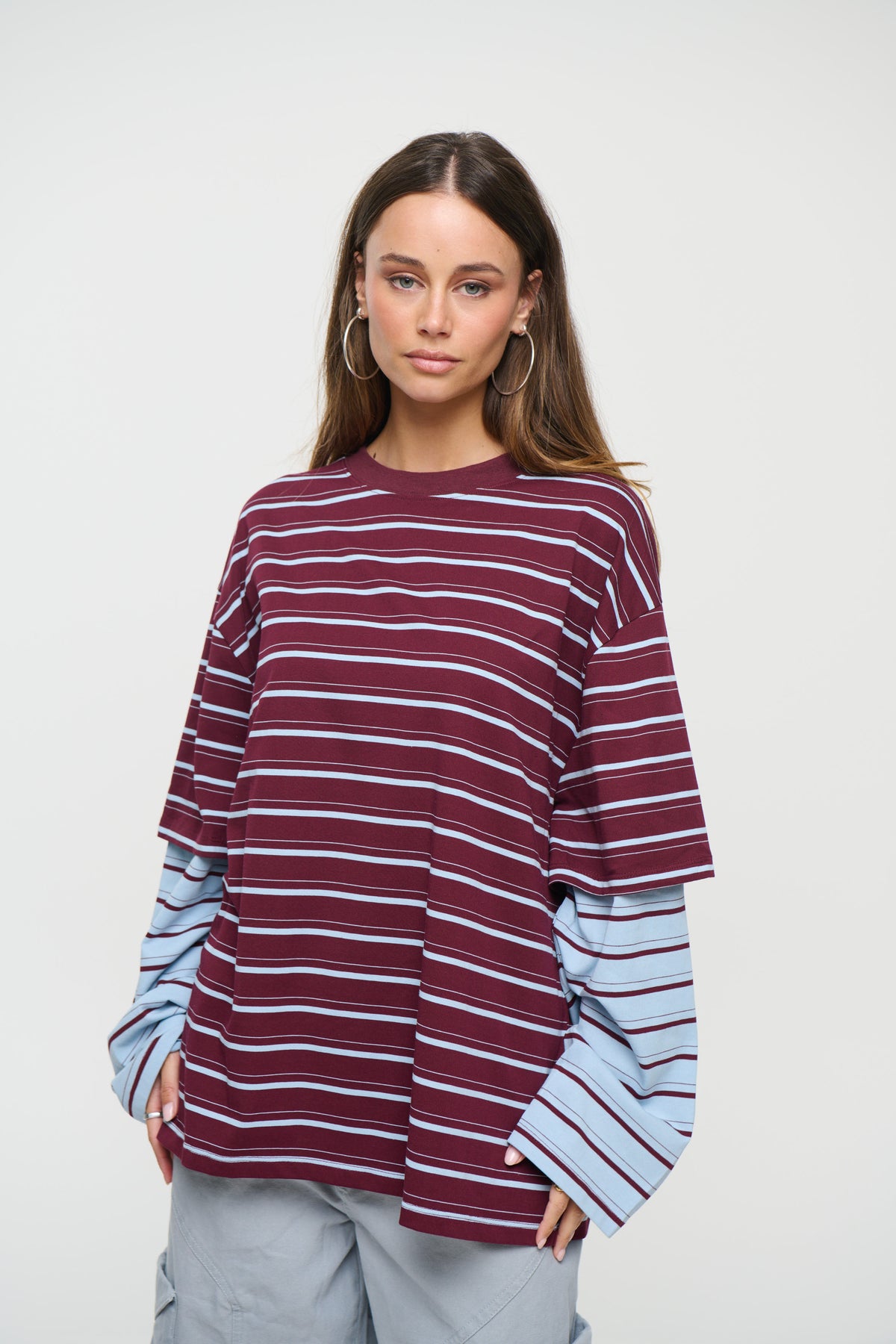 Bottega Shirt Burgundy Sky Stripe