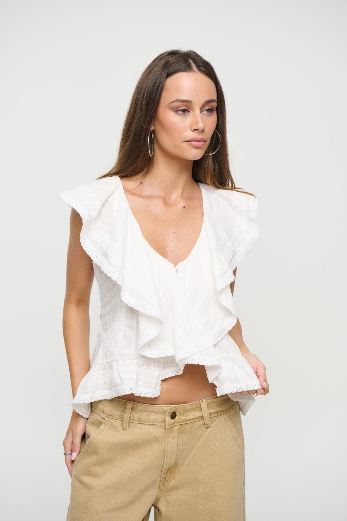 Dainty Lace Trim Top White