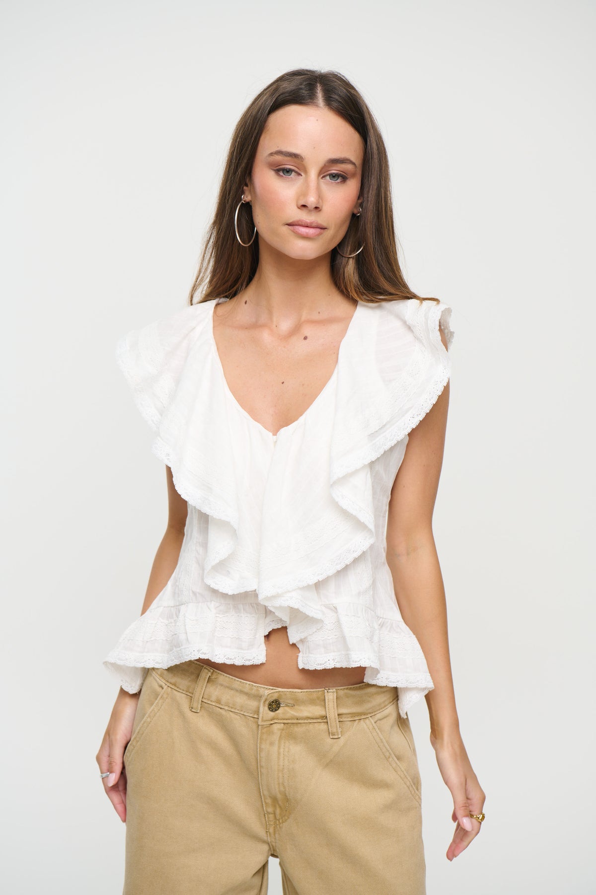 Dainty Lace Trim Top White