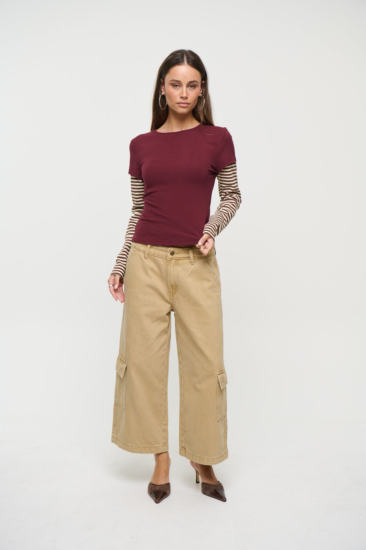 Bloom Layered Long Sleeve Garnet Stripe