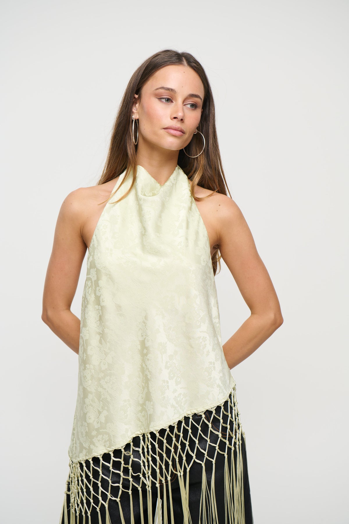 Yasmina Fringe Top Sage