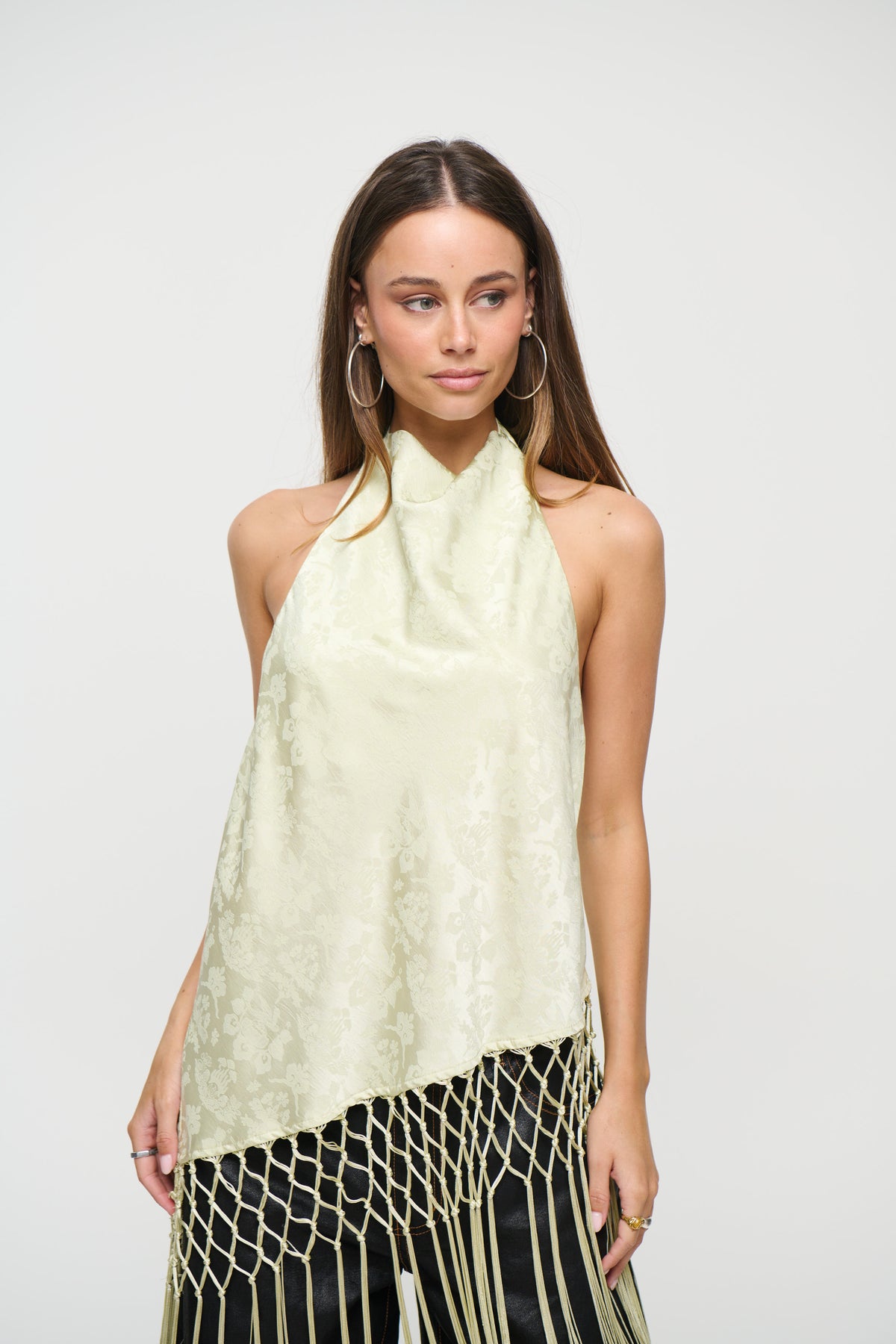 Yasmina Fringe Top Sage