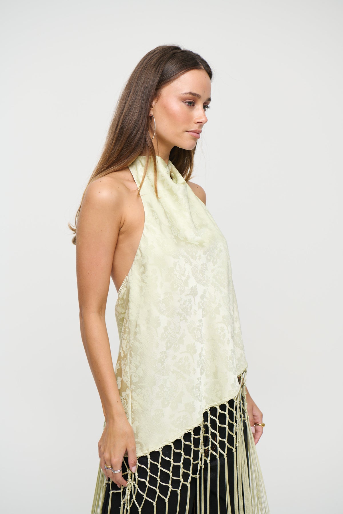 Yasmina Fringe Top Sage