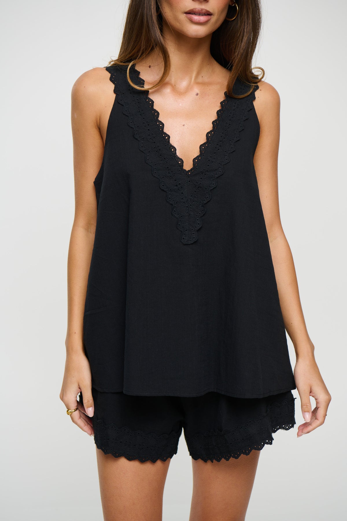 Madeline Lace Trim Set Black