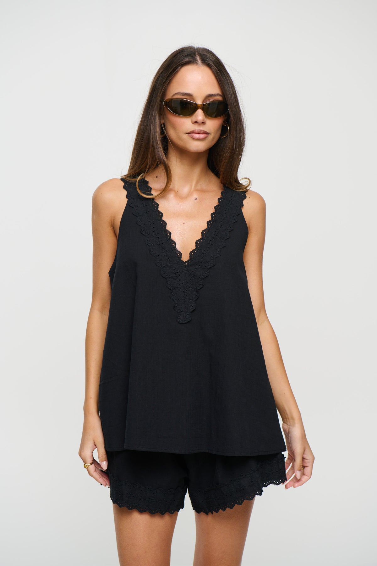 Madeline Lace Trim Set Black