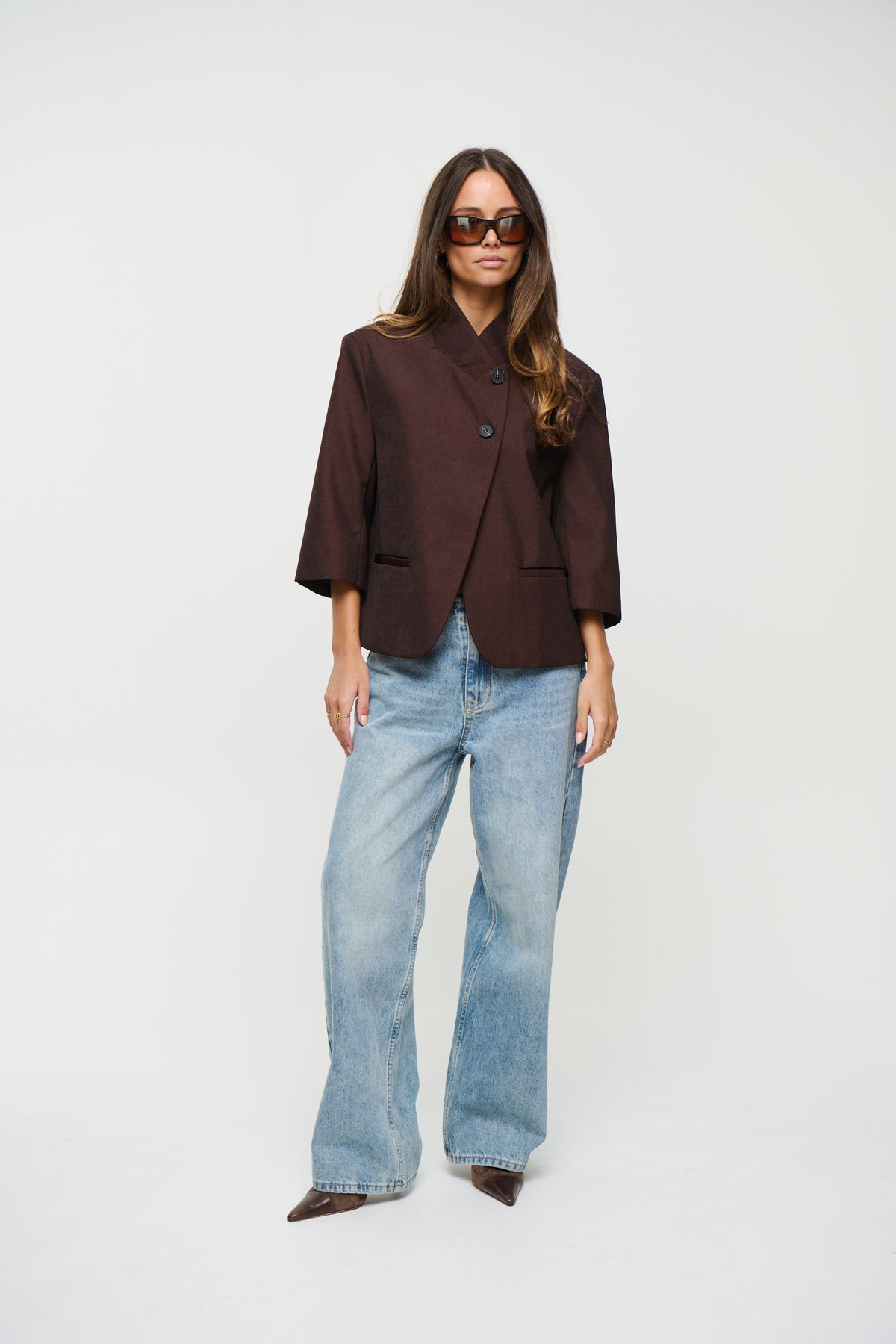 Aspen 3/4 Sleeve Blazer Chocolate