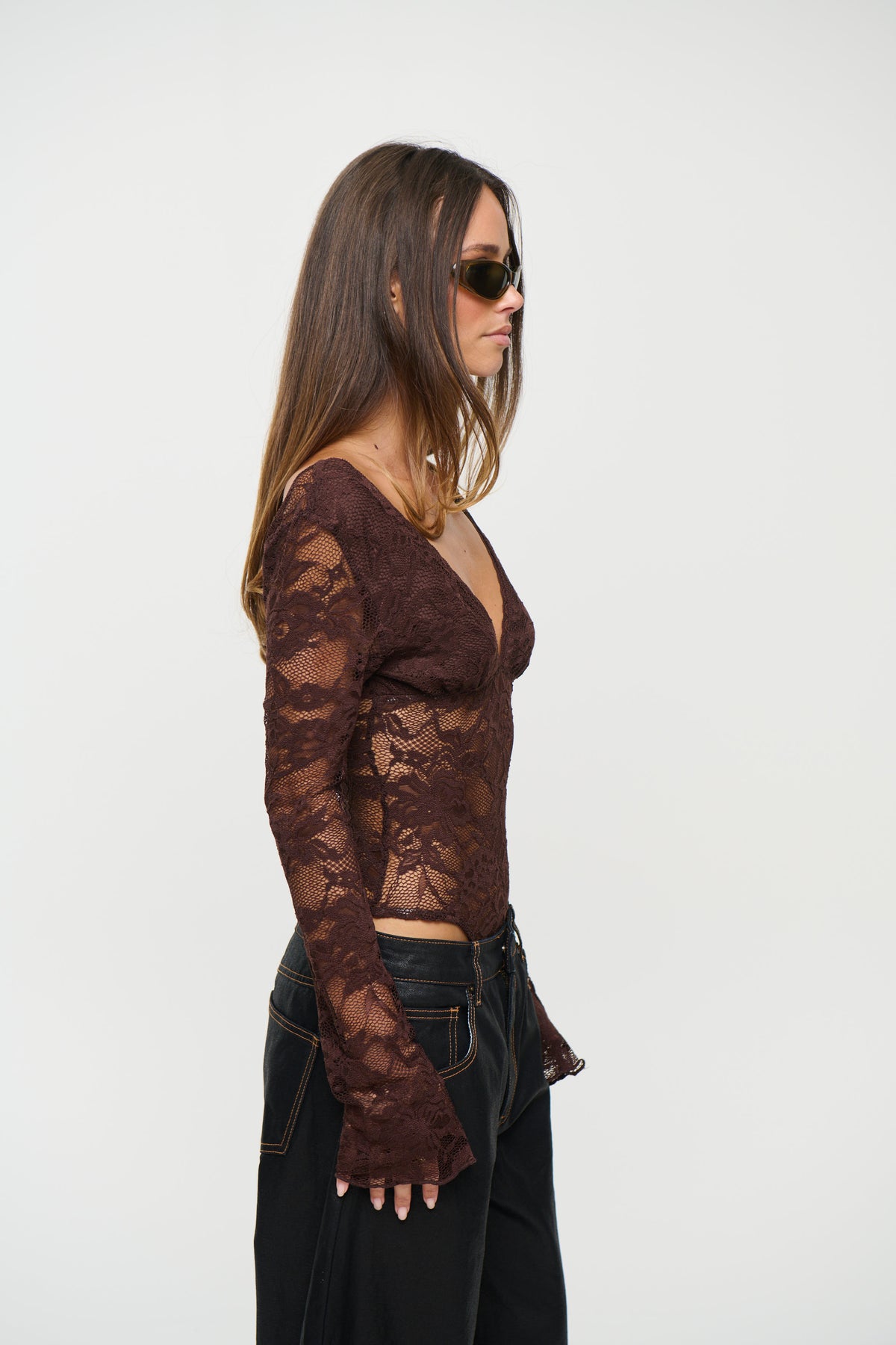 Elle Lace Bodysuit Coffee