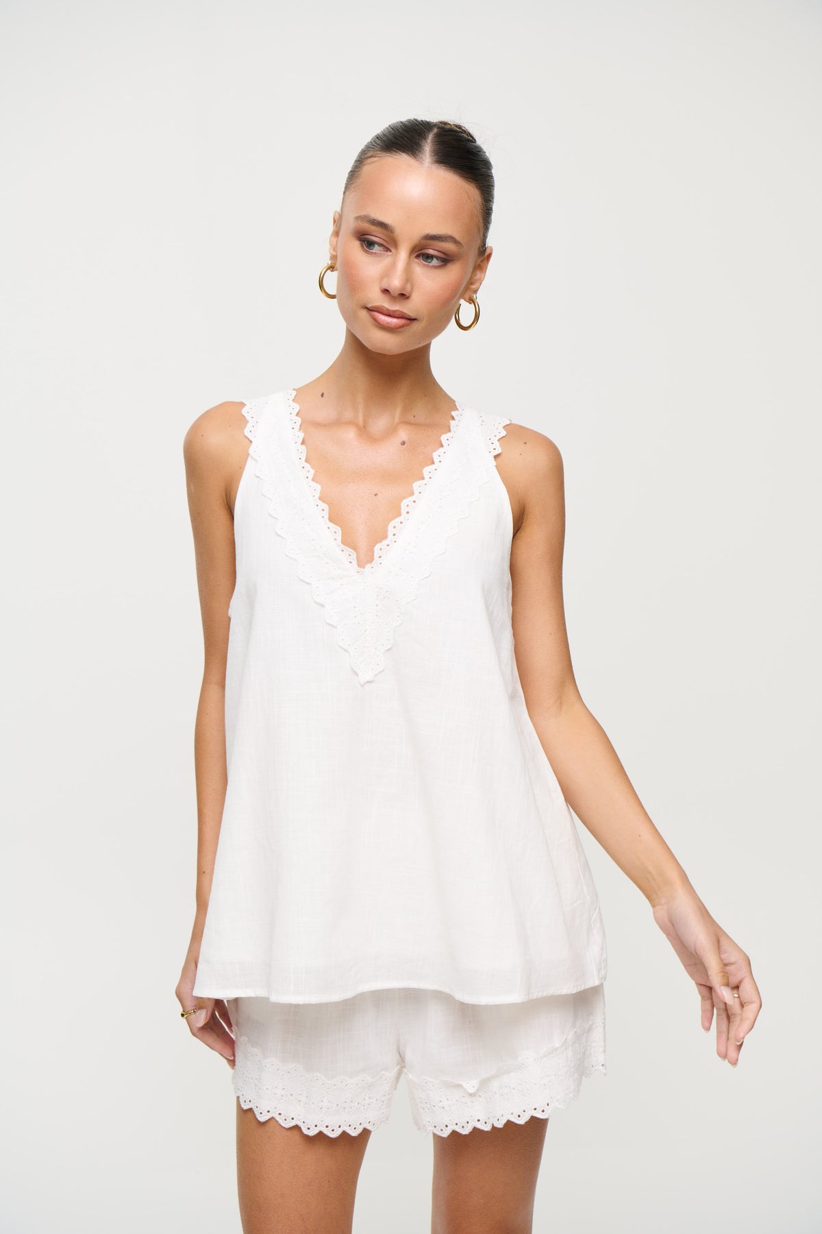 Madeline Lace Trim Set White