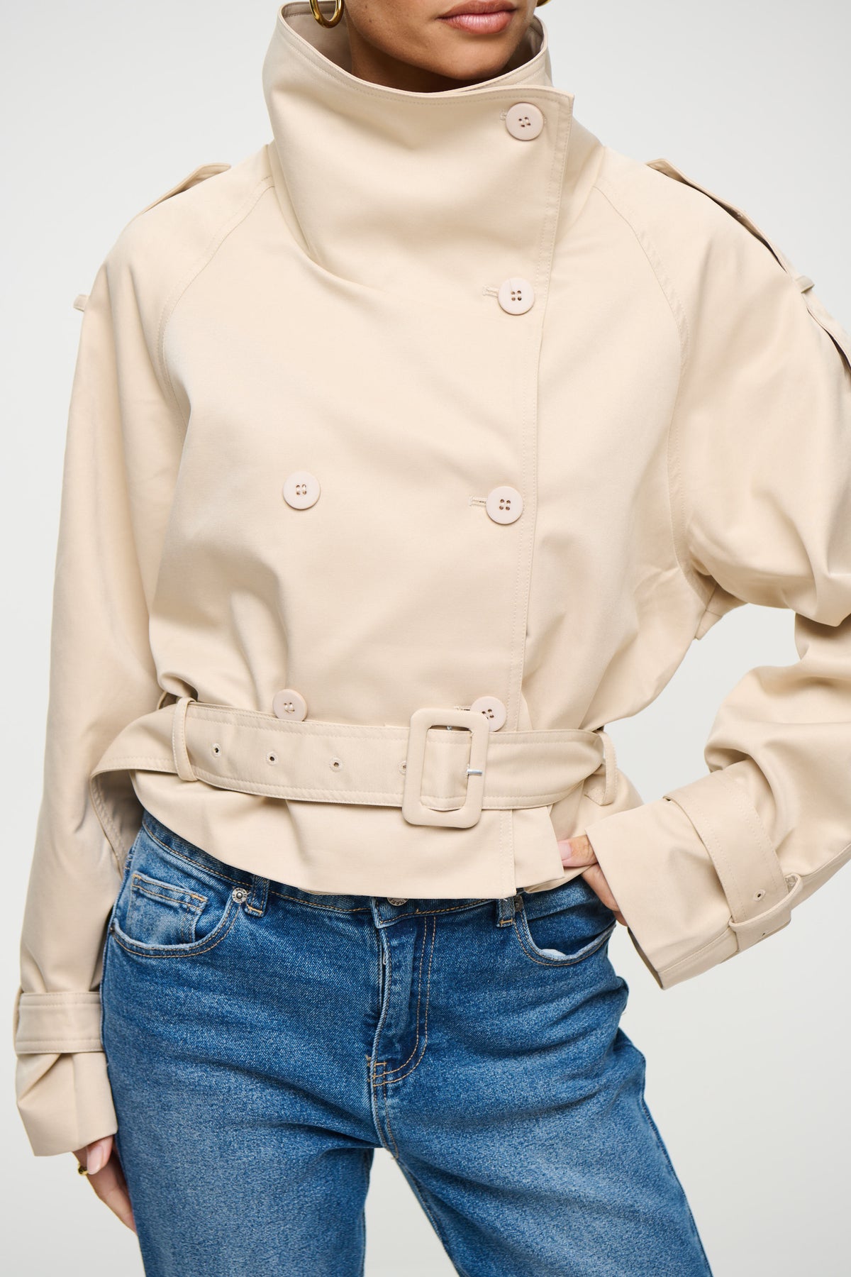 Blanc Cropped Trench Cream