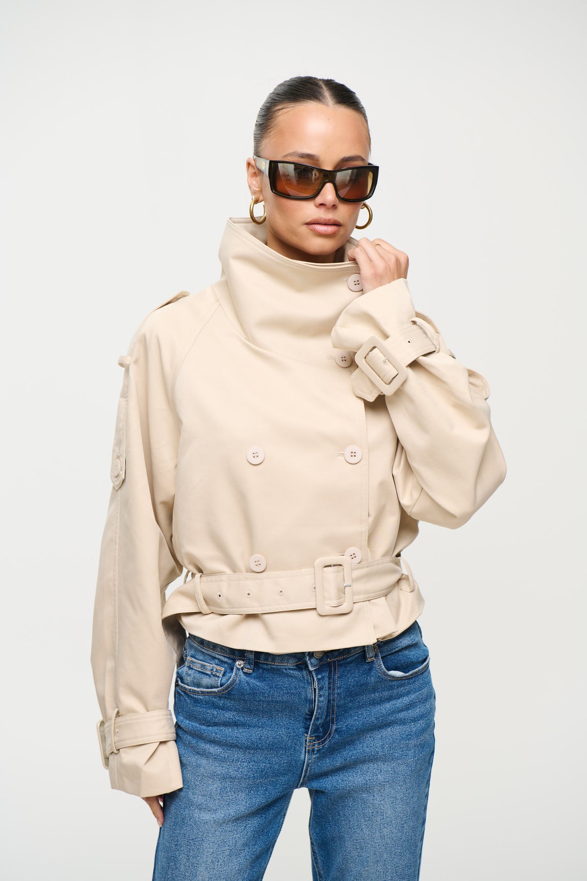 Blanc Cropped Trench Cream