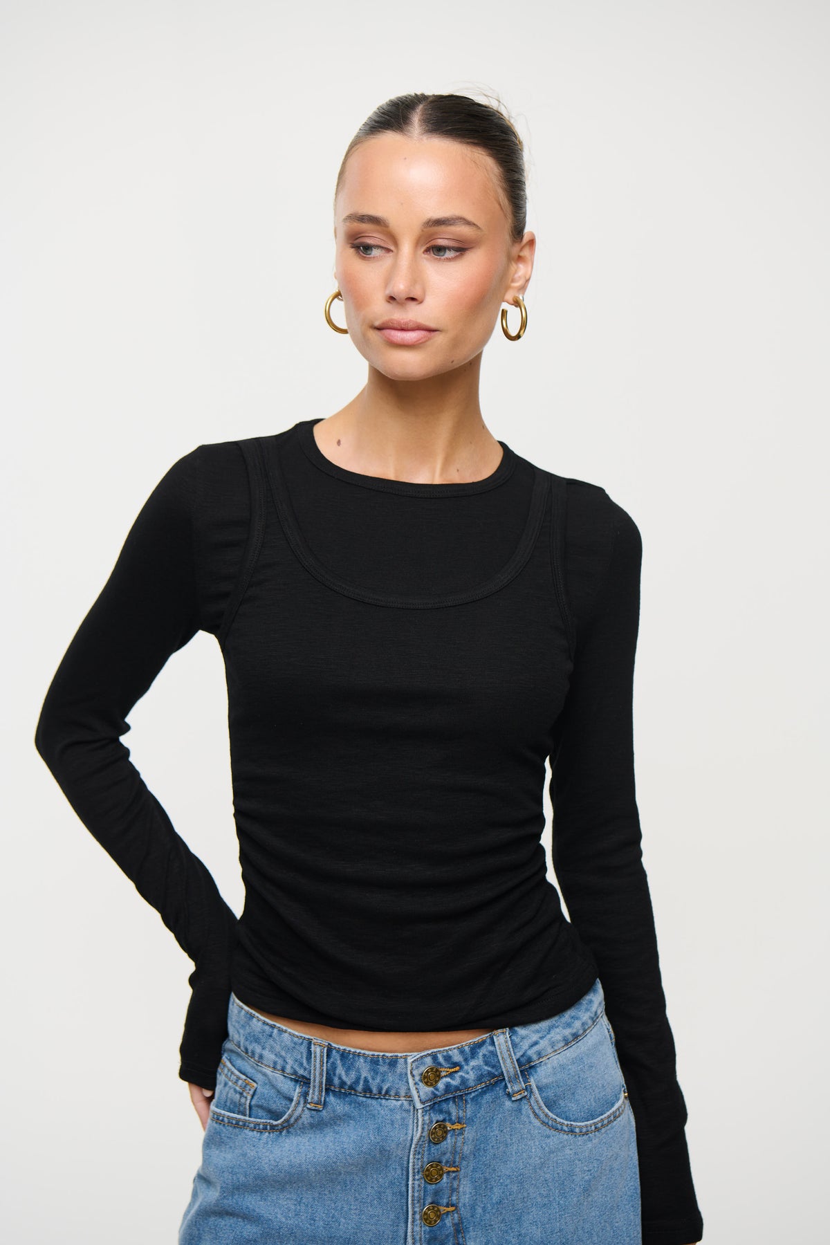 Cristina Layered Long Sleeve Black