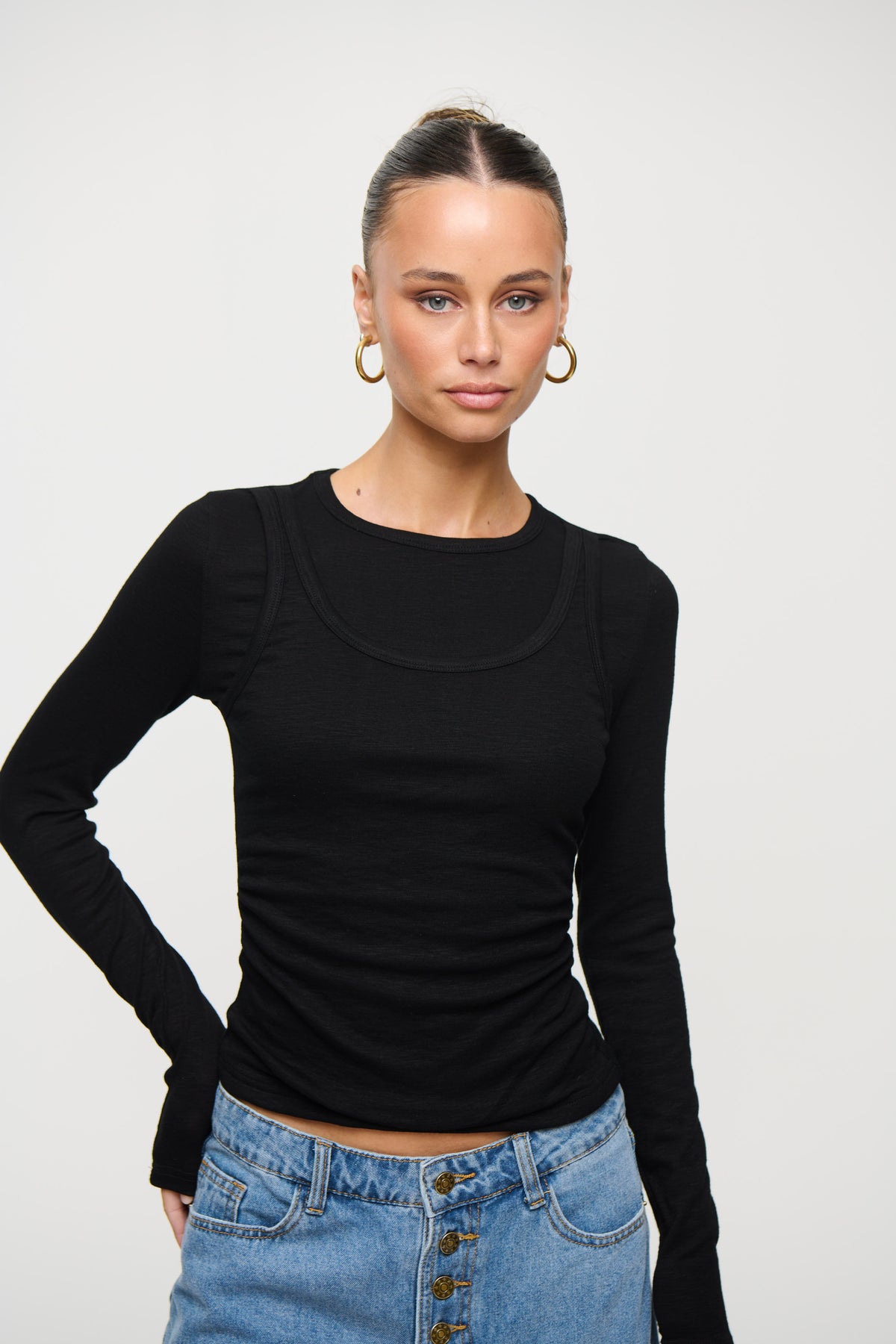 Cristina Layered Long Sleeve Black