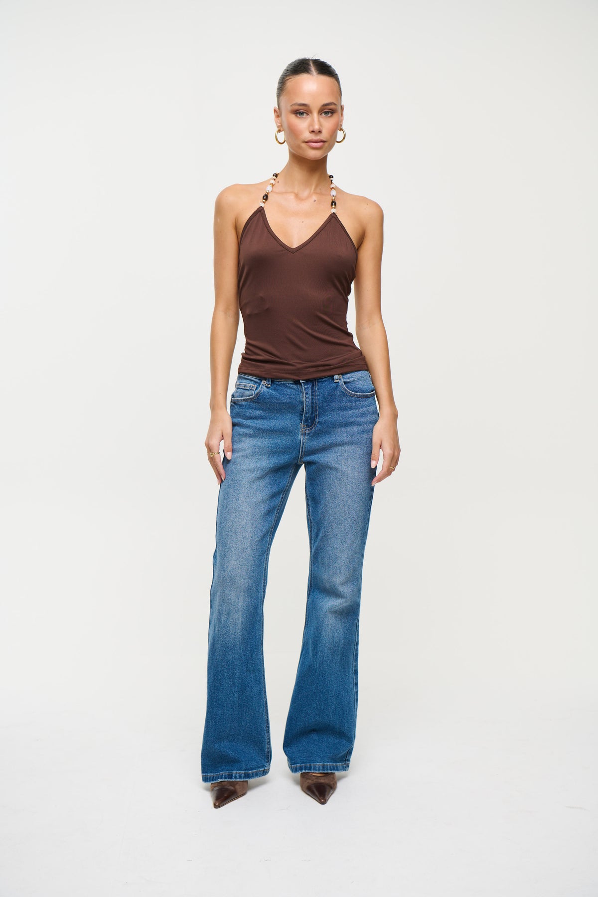 Mariposa Beaded Top Chocolate