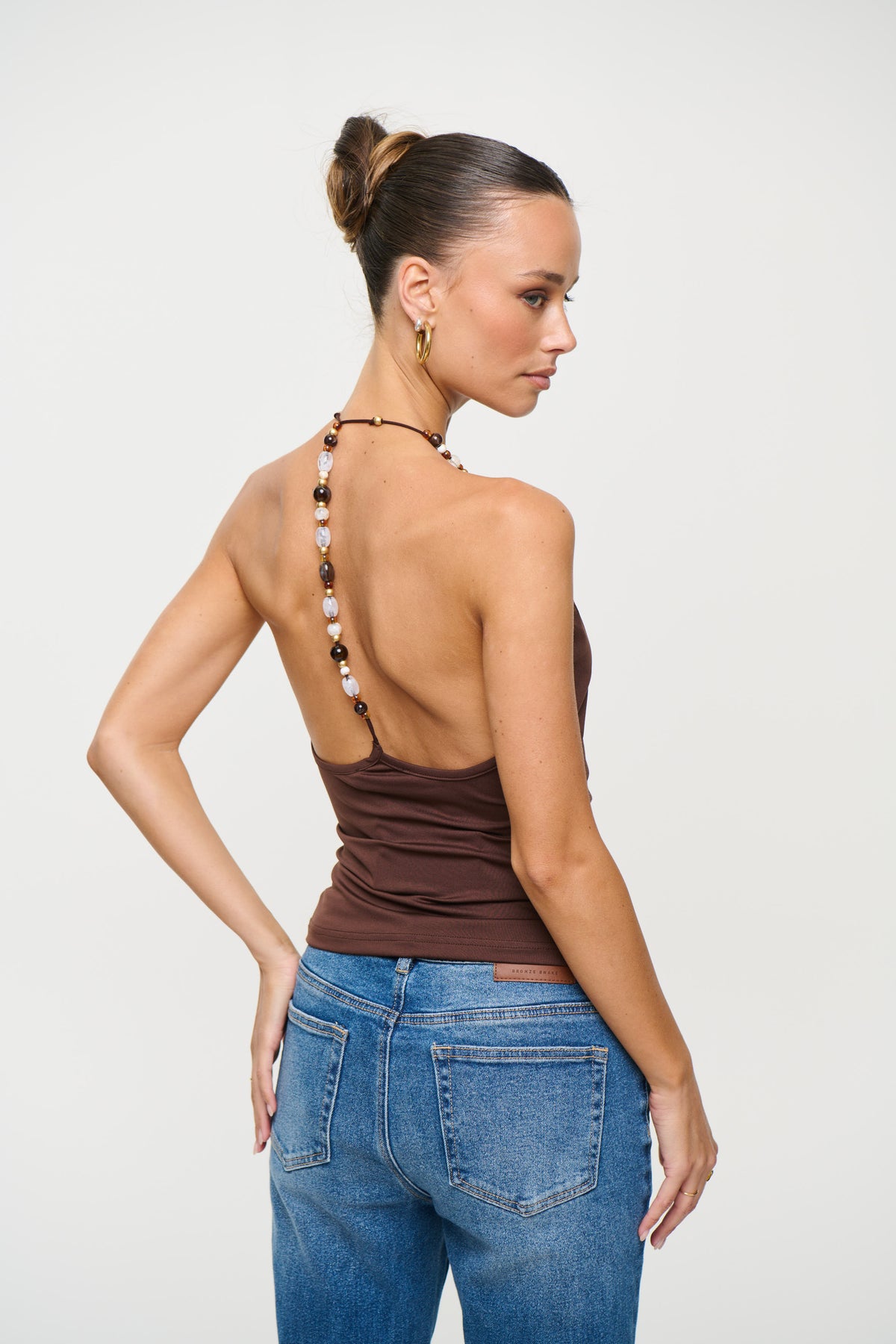 Mariposa Beaded Top Chocolate