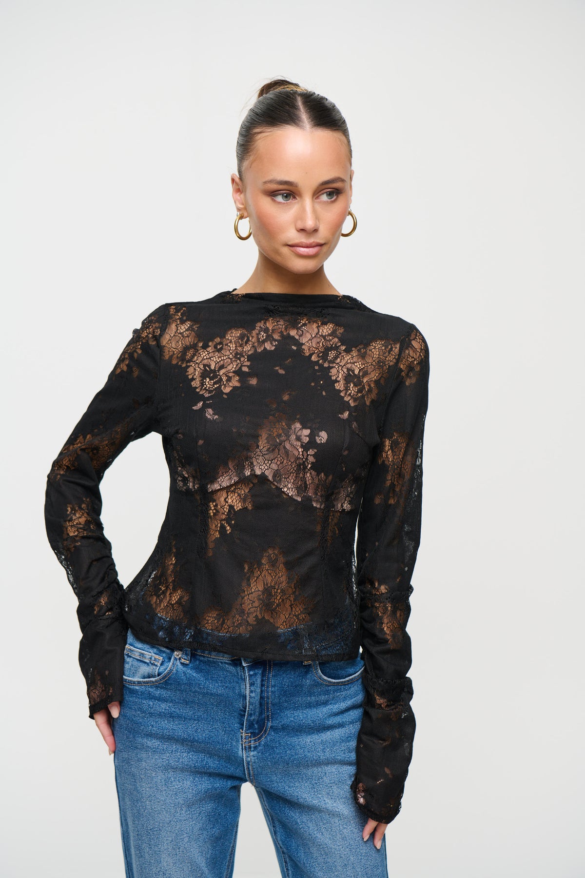 Aisha Lace Top Black