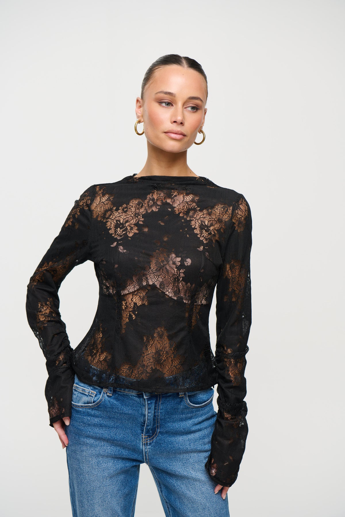 Aisha Lace Top Black