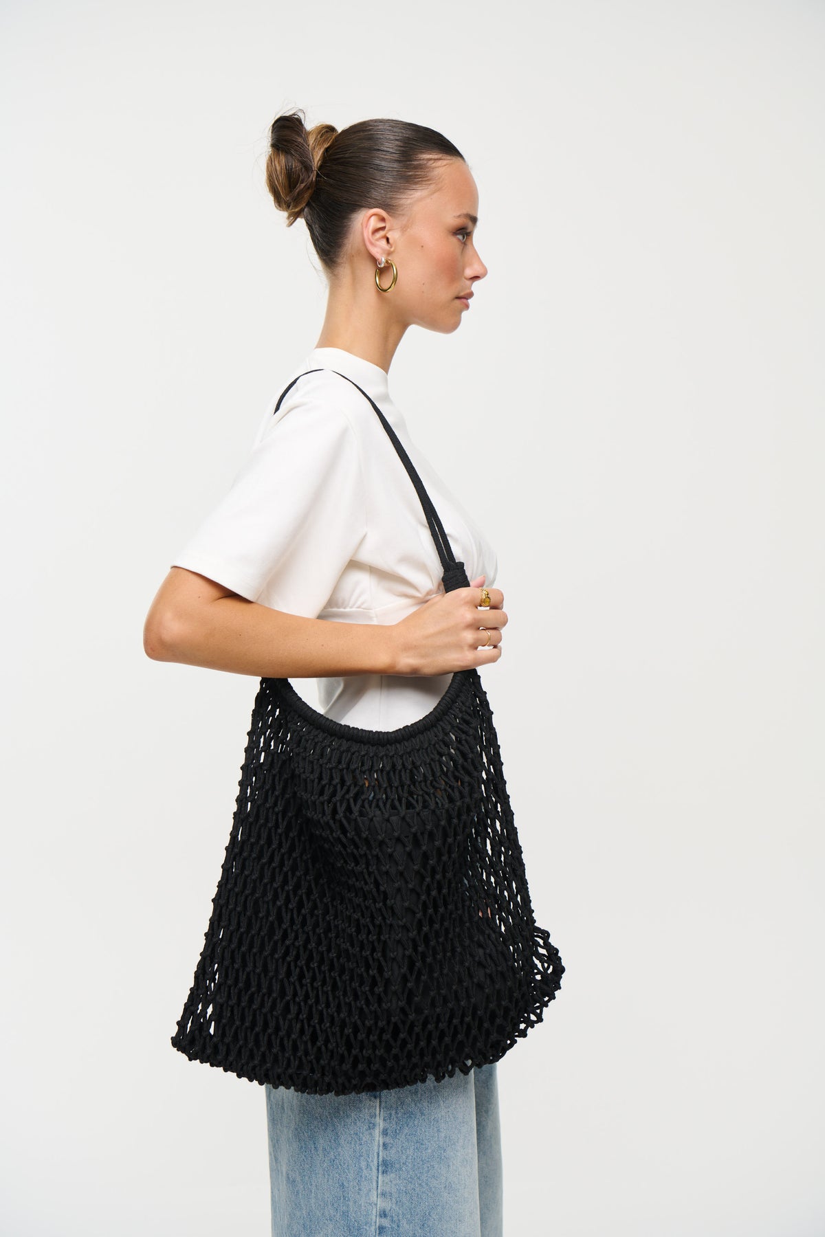 Knotted Net Shoulder Bag Black