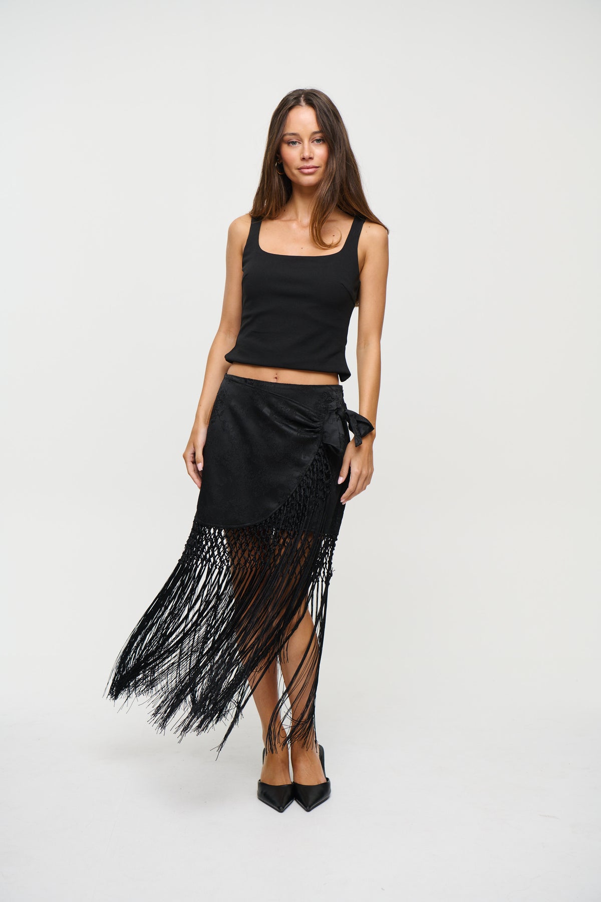 Sahara Fringe Skirt Black