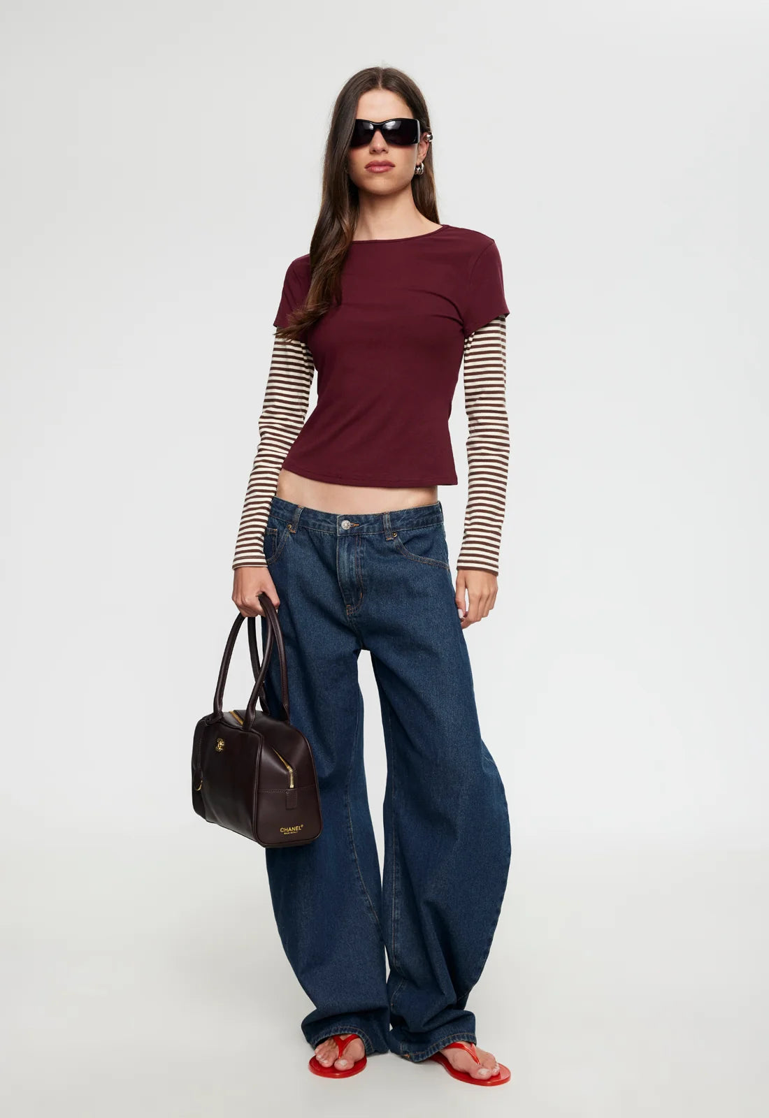 Bloom Layered Long Sleeve Garnet Stripe
