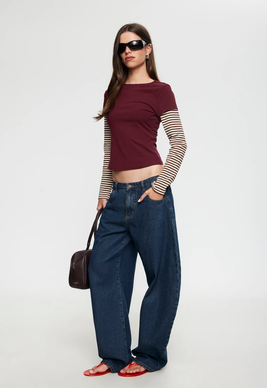 Bloom Layered Long Sleeve Garnet Stripe