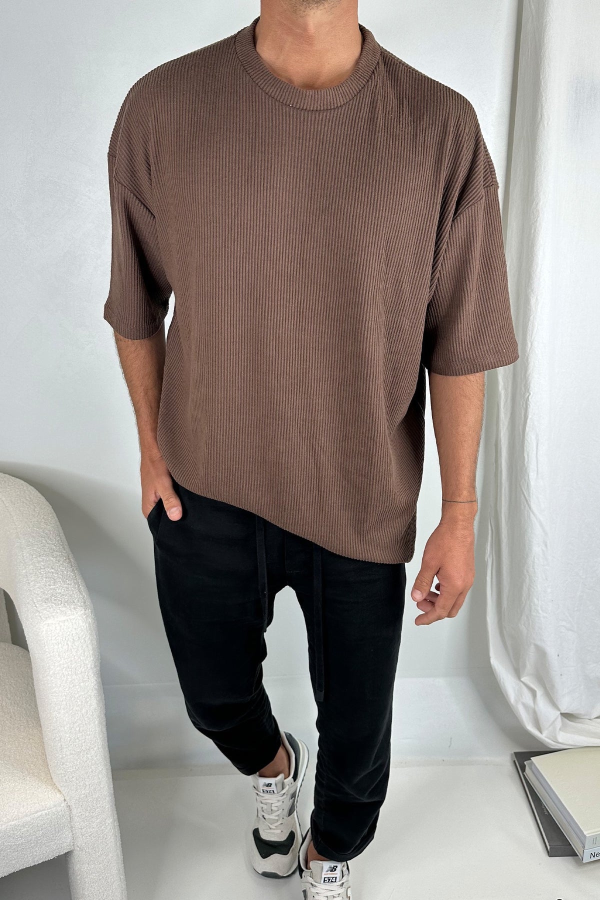 NTH Cord Knit Tee Choc - FINAL SALE