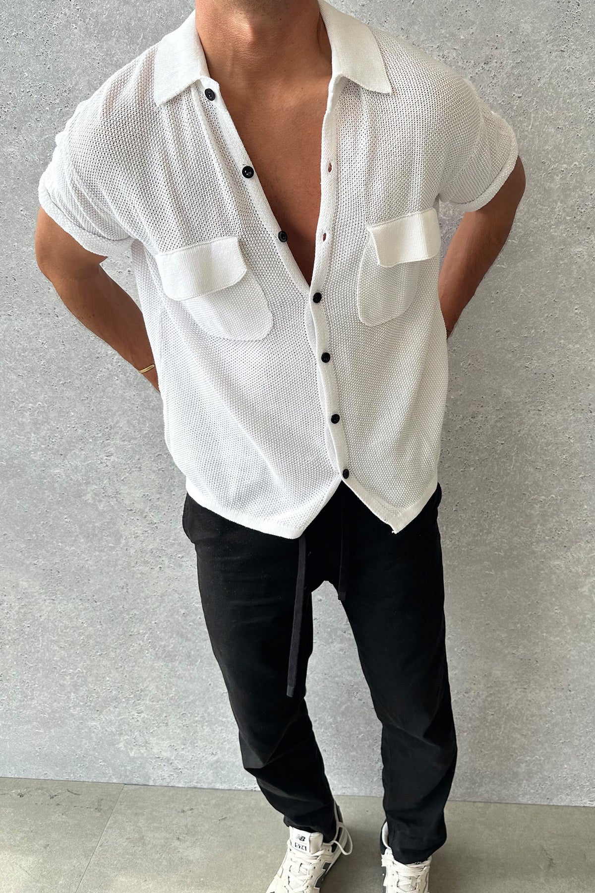 NTH Knitted Button Up White - FINAL SALE