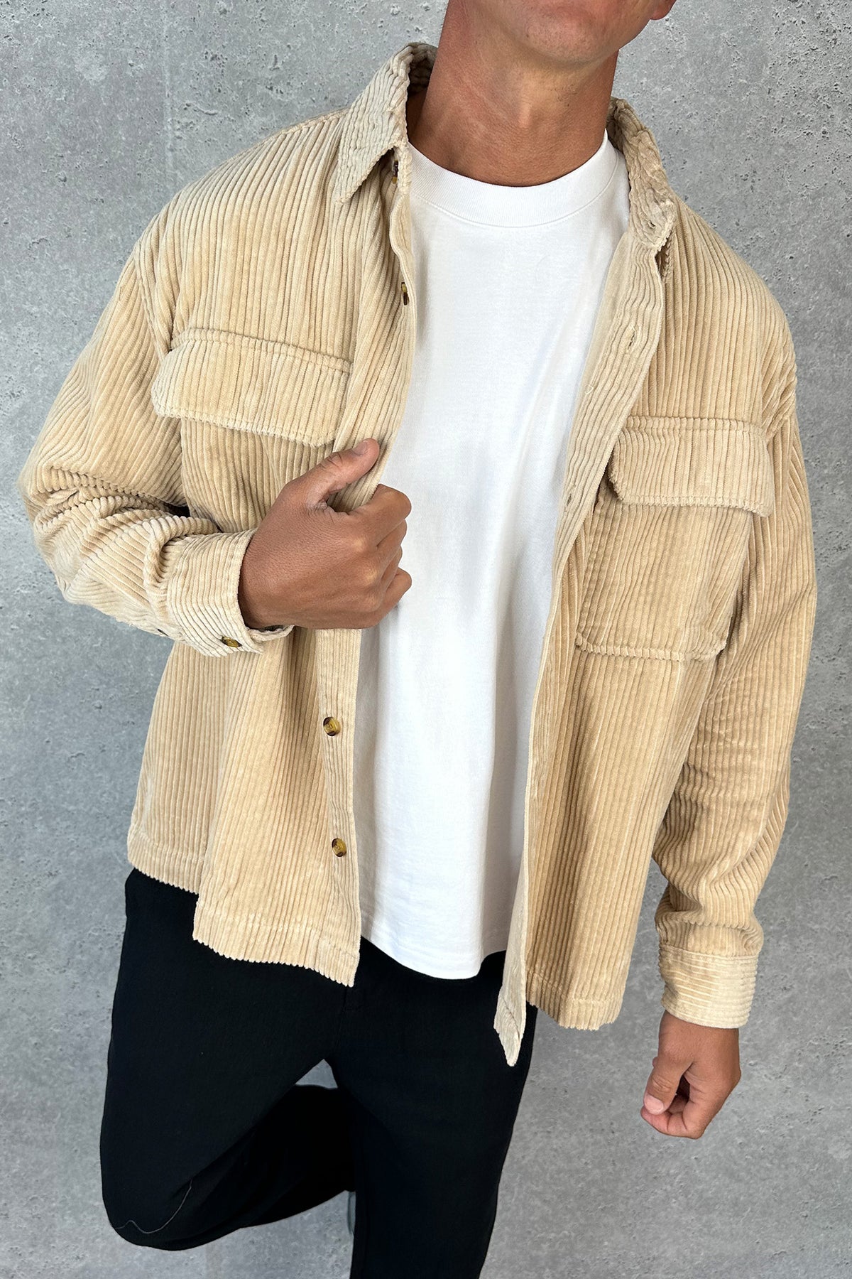 Dion Cord Overshirt Tan