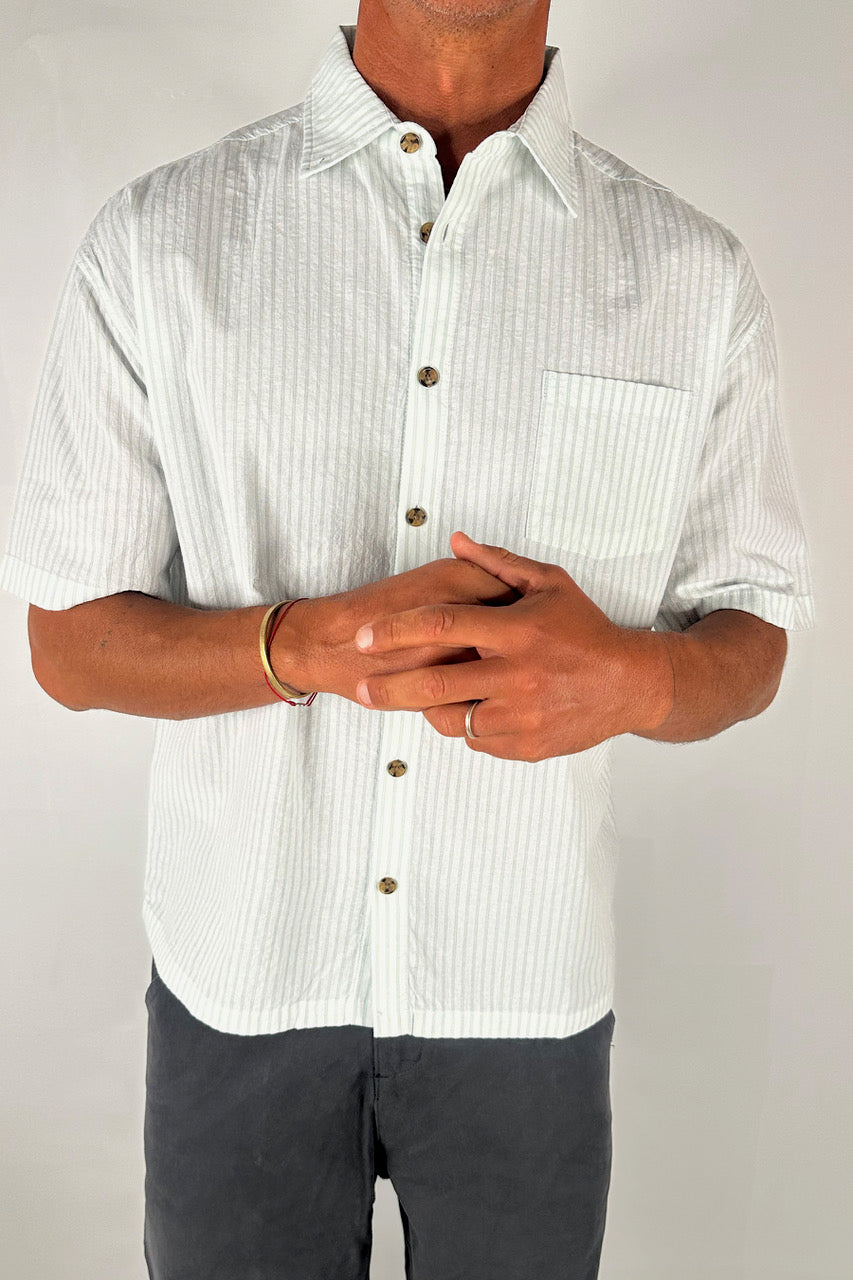 Nathaniel Drop Shirt Stripe Sage