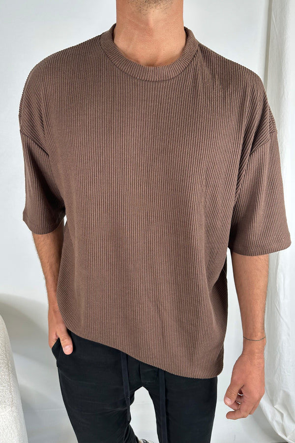 NTH Cord Knit Tee Choc - FINAL SALE