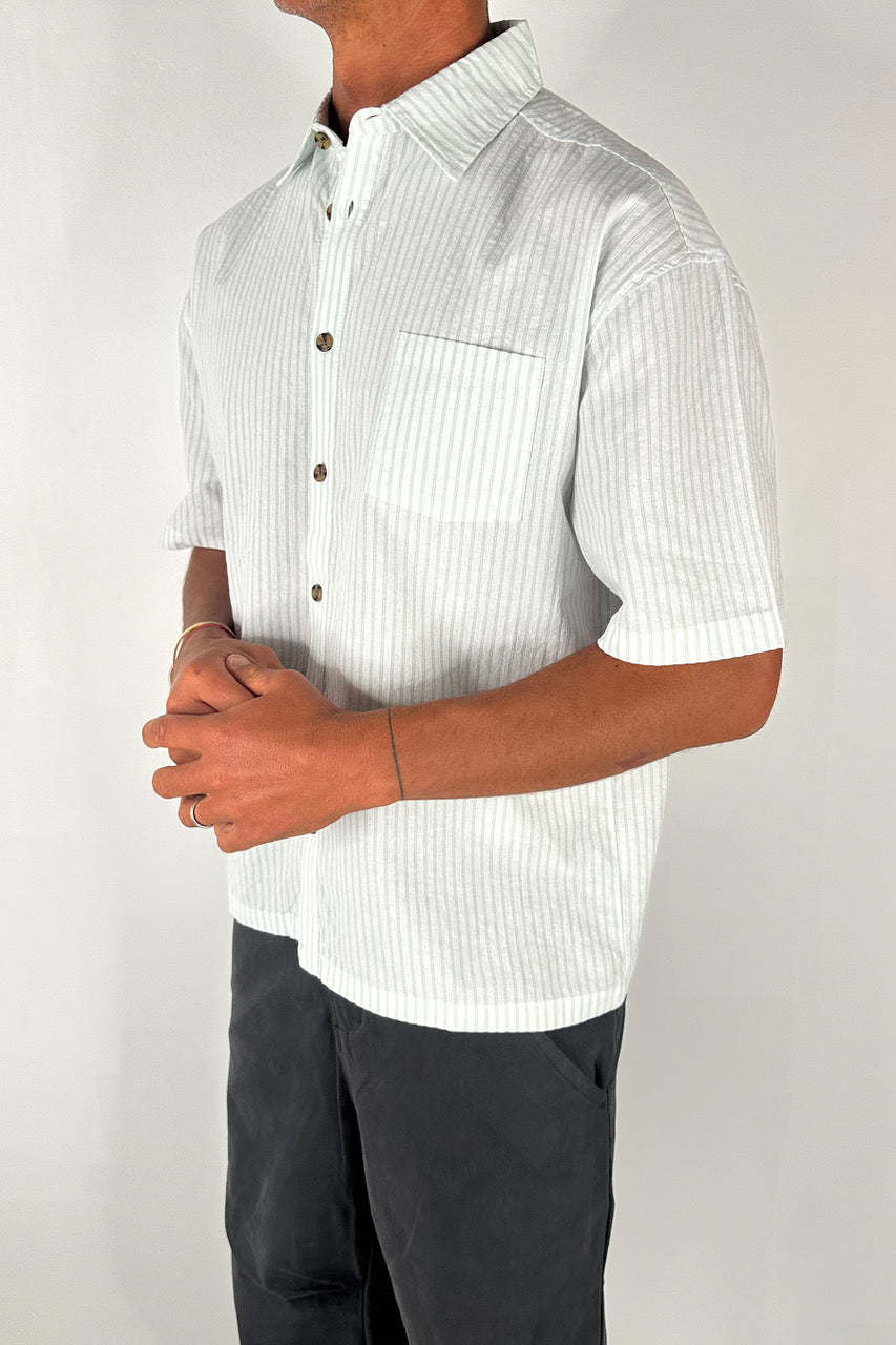 Nathaniel Drop Shirt Stripe Sage
