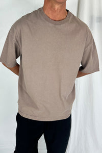 Salv Washed Crew Neck Tee Choc