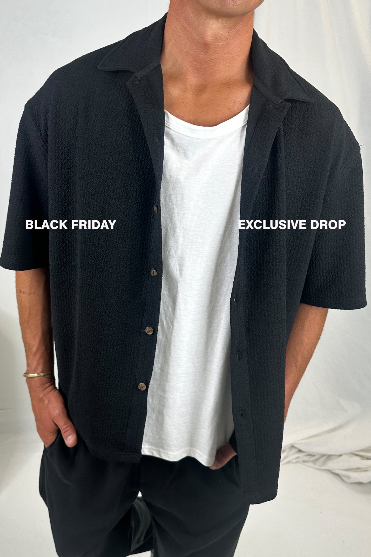 Lucas Drop Shirt Soft Texture Black