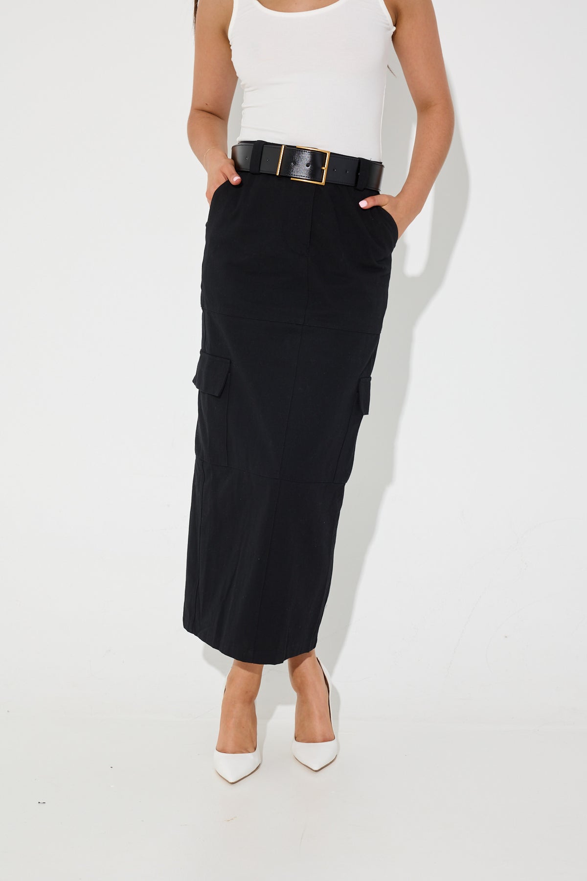 Lisa Cargo Maxi Skirt Black - FINAL SALE