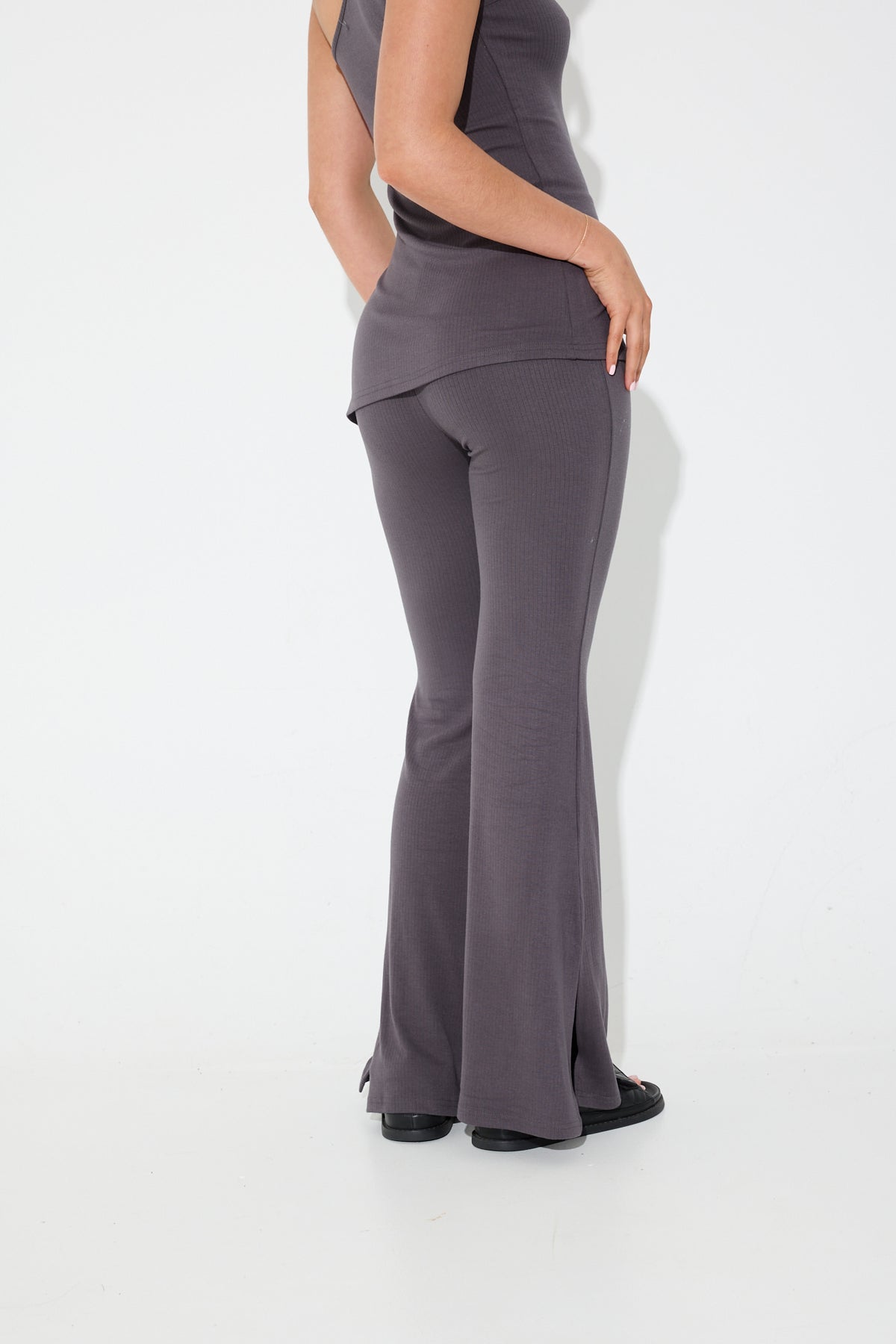 Boston Ribbed Flares Charcoal - FINAL SALE