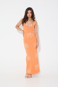 Vacay Knit Maxi Dress Tangerine - SALE
